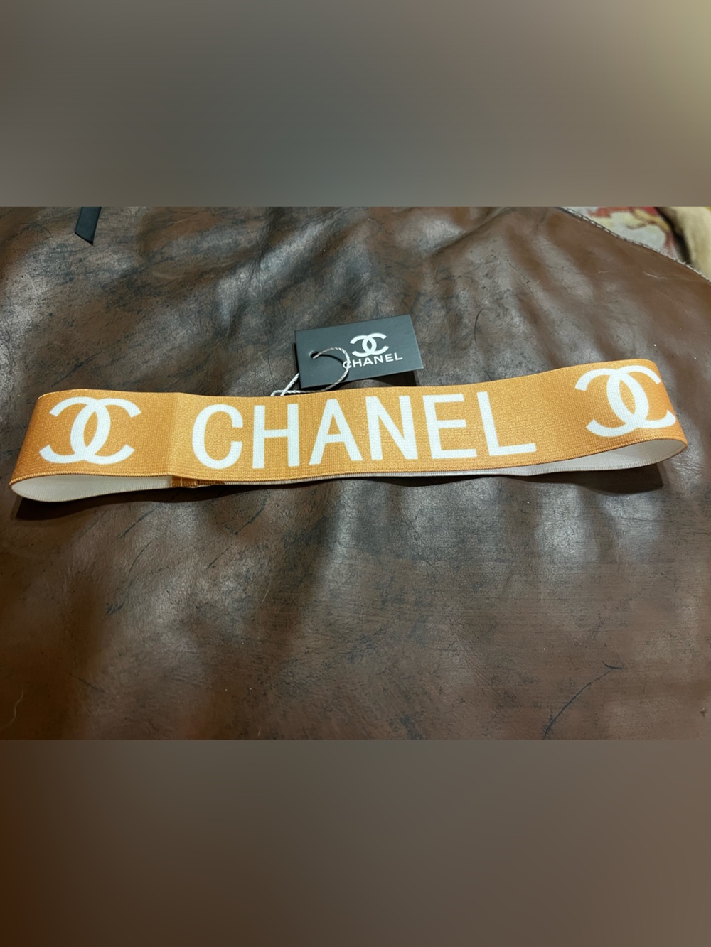 🧡 Double C Designer Spell Out Letter Logo Stretch Headband